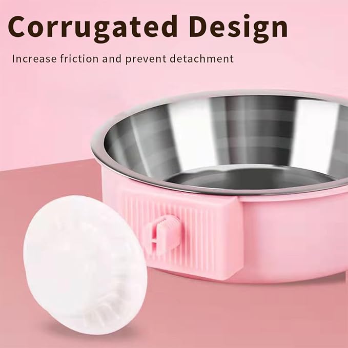 2Pcs Pets Lightweight Stainless Steel Bowl,Removable Stainless Steel Pet Hanging Food Water Feeder Bowl Cage Coop Cup for Puppy Medium Dog Cat Rabbit Ferret Bird Gunea Pigs (Blue, M)