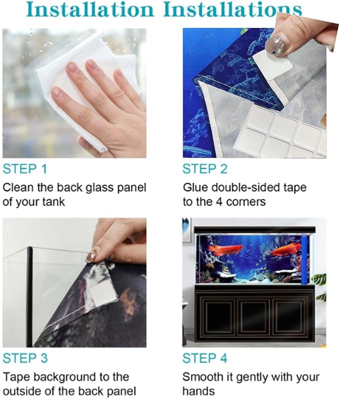 30X12IN Starry Aquarium Background, Art Starry Fish Tank Decorations Background, with 8 EVA Double-Sided Tape