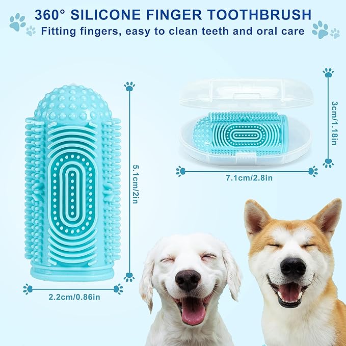 Dog Toothbrush Dog Tooth Brushing Kit Dog Finger Toothbrush for Dog Teeth Cleaning&Dog Dental Care,Cat Toothbrush Dog Tooth Brush Puppy Toothbrush (Blue Green Pink Purple(4-Pack))