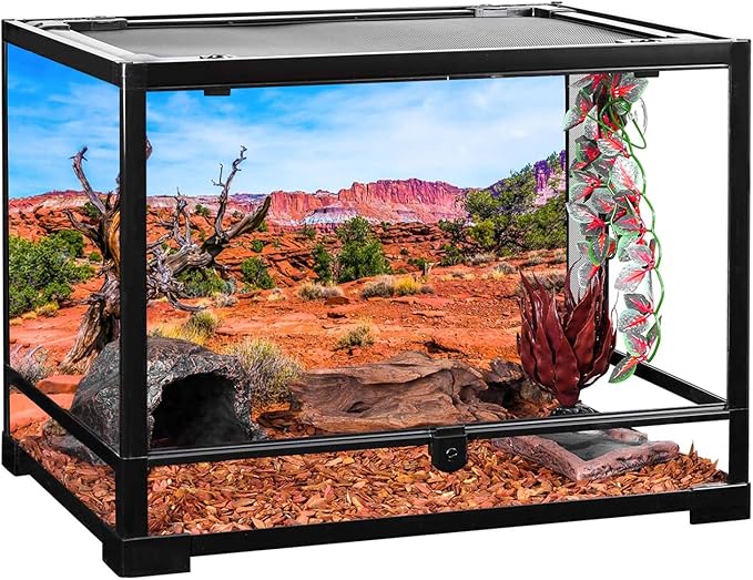 AWERT 36x18 inches Reptile Habitat Background Blue Sky Oasis Orange Desert Terrarium Background Durable Polyester Background