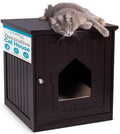 INTERNET'S BEST Decorative Cat House & Side Table, Nightstand, Pet Crate, Hidden Litter Box Enclosure, Multi-Functional Kitty Furniture, Hiding Spot, Wooden Cabinet for Cats, Kitten Home - Espresso