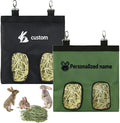 Personalize Hay Bag with Logo Name for Your Guinea Pigs, Bunnies, Chinchillas, Rabbit Custom Hanging Hay Feeder Bag for Small Pets and Animals