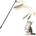 Cat Wand Toy, Interactive Cat Rainbow Wand Toys, Colorful Ribbon Teaser Wand String for Indoor Cats Enrichment, Exerciser, Playing1