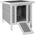 Wooden Bunny House Rabbit Cat Hutch, Feral Cats Outdoor Weatherproof Rabbit Hutch w/Ramp, Lockable Doors, Openable Top, Small Pet House for Rabbits, Bunnies, Guinea Pigs, 16.5" x 20.5" x 17.3"