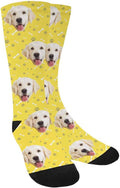 MyPupSocks Custom Personalized Photo Pet Face Socks, Cat and Dog Tracks Paws Bones Crew Socks with Picture for Men Women