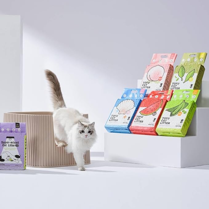 Tofu Cat Litter Natural Clumping Tofu Cat Litter, Fast Clumping and Easily Scoop-able 5.5lb/88oz 5 Scents - Ocean Fresh, 4 Pack