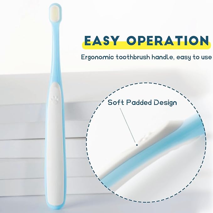 Small Dog Toothbrush, Cat & Puppy Tooth Brushing Kit, Ultra Soft & Mini Head Teeth Brush for Kitten & Tiny Pet, Doggy Toothbrushes Deep Dental Cleaning, 2 PCS - Pink Color
