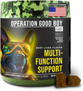 Operation Good Boy 10-in-1 Multivitamin Supplement for Dogs, Glucosamine, Probiotics, Omegas, Enzymes, & Vitamins – 90 Soft Treats, Natural Ingredients, Veteran Owned, Beef Flavored