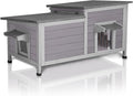 GUTINNEEN Outdoor Cat House Weatherproof Feral Kitty Shelter for Winter Cat Condo with Large Opening Roof (1-Story（AIR93）)