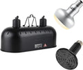 DXOPHIEX Dual Reptile Light Fixture,Reptile Heat Lamp Fixture with 150W Intense Basking Bulb&Ceramic Heat Emitter,Double Dome Heat Lamp for Lizard,Gecko,Bearded Dragon,Tortoise,Snake,Chameleon