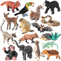 EOIVSH 16pcs Forest Animal Figures, Plastic Jungle Wild Animal Toys Figurines, Toy Figures & Playset Gift for 3 4 5 6 7 Boys Girls, Cake Topper