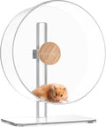 BUCATSTATE Hamster Wheel Silent 12.5inch, Acrylic Hamster Exercise Wheel with Stable Adjustable Stand Running Wheel for Golden Bear Hamster, Sugar Gliders, Rats, Hedgehogs (Transparent)