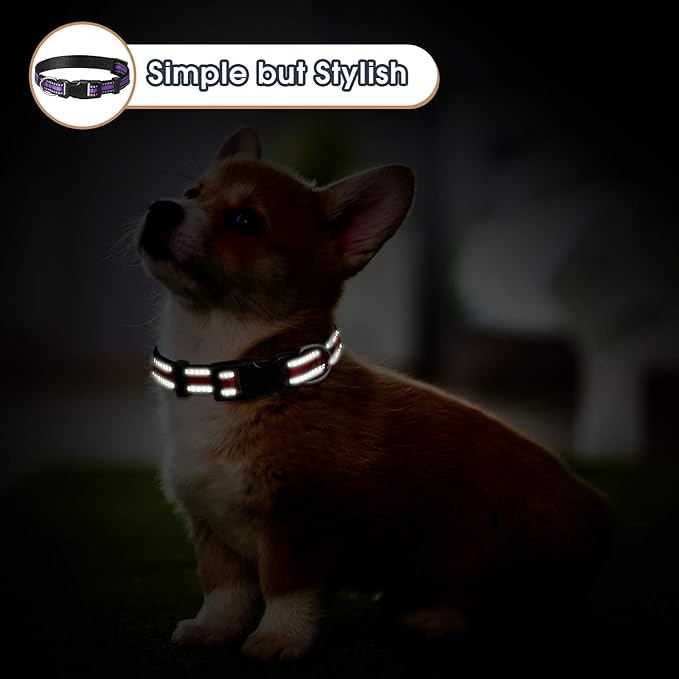 Weewooday 3 Pieces Reflective Dog Collar Nylon Adjustable Quick Release Pet Collars for Dogs(Small)