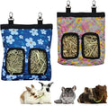 Guinea Pig Hay Feeder, Hanging Rabbit Hay Feeder Bag for Guinea Pigs Bunnies Chinchillas. Little Flower + Blue Flower，2 Count
