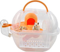 Hamster Transport Carrier,2 Tiers Dwarf Hamster Cage Carrier Breathable Small Animal Travel Carry Case with Silent Exercise Wheels Water Bottle Food Dish for Mice Rat(Orange)