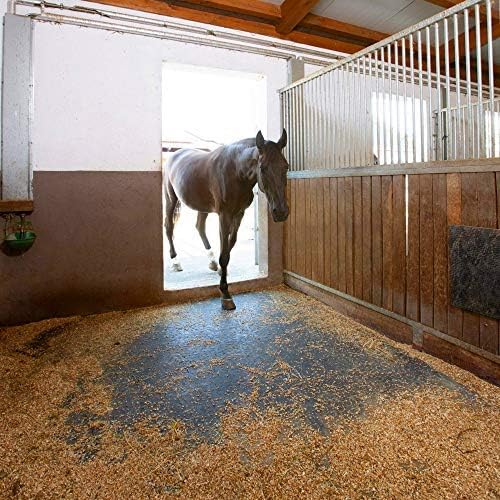 American Floor Mats Heavy Duty Stall Tiles - Stable/Horse Tiles - Thick, Durable Rubber Flooring Solid Black 8' x 8' Set 1/2" Thick (16 Tiles Total)
