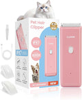 Dog Clipper for Matted & Long Hair,Quiet Pet Paw Hair Trimming Groomer,Handy Cordless Rechargeable Waterproof Shaver Kits for Cats,Small Dogs & Animals Pink