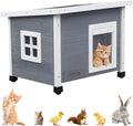 Outdoor Wooden Pet House, Weatherproof Winter Shelter for рuррy and Cats, Elevated Design with Window (Gray)
