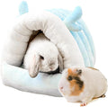 Guinea Pig Hideout, Warm Bed for Guinea Pig,Rabbits, Chinchillas, Cozy Small Animal Winter Shelter (Blue, Large)