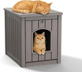 DRATO Outdoor Cat House -Weatherproof Resin Cat Houses for Outdoor Cats, Durable, Easy Assembly,cat igloo outdoor，Durable & Insulated Shelter for Garden, Patio, or Backyard（Grey，18.46*23.62*21.42）
