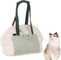 Small Dog Carrier Purse, Soft Fluffy Pet Carrier Tote Cat Carrier with Secure Harness Clip and Removable Pad, Woman Style Pet Travel Handbag（Green）