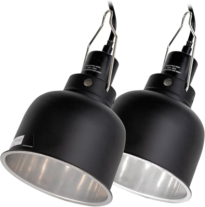 Reptile Light Fixture 2 Pack, 5.5 in Deep Dome Reptile Heat Lamp Fixture, Optical Reflection Terrarium Light Fixture for Reptile UVB UVA Heat Basking Bulbs