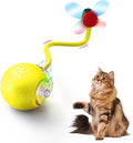 Interactive Cat Toys for Indoor Cats, 2025 Upgraded 360° Anti-chew Safe Material Moving Cat Ball with Tail, Interactive Cat Toys for Bored Indoor Adult Cats to Keep Them Busy (Yellow, 2.2in)