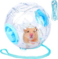 4.9" Hamster Wheel, Exercise Ball & Wheel - Silent Running Toy with Anti-Skid, Transparent Hamster Ball, Breathable Design & Rope for Easy Carry, for Little/Dwarf Mouse, Blue