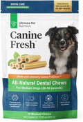 ULTIMATE PET NUTRITION Canine Fresh Dental Chews, Dental Dog Treats, Oral Care and Hygiene Sticks, Soothes Gums, Vet Developed, 15 Chews (Medium)
