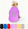 Custom Dog Clothes Shirts for Small Large Dogs Breathable Pet Shirt Customized Image Text Sleeveless Tank Tops for Puppy Cats Customize Pets Apparel Gifts, Light-Purple, L
