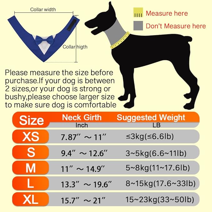 Dog Wedding Bandana, Formal Dog Tuxedo Adjustable Pet Collar with Bow, Small, Medium and Large Wedding Clothing, Birthday Gifts for Dogs (Large, Red)