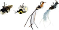 TTcat Cat Toy Replacement Cat Toy Refills, 4 Pcs Simulation Insects and Bird Feathers Refills, cat Wand Toy attachments for Cat Wand.