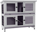 Aivituvin Rabbit Hutch Indoor Folding Bunny Cage on Wheels Outdoor Movable Guinea Pig Houses with No Leakage Pull Out Tray