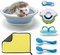 7 Pcs Hedgehog Bath Supplies Kit, Small Animal Bath Supplies Include Bathtub, Nail Clippers, Cleaning Brushes, Towel, Swim Ring for Pet Hamster Hedgehog Guinea Pig Rabbit Cat Kitten