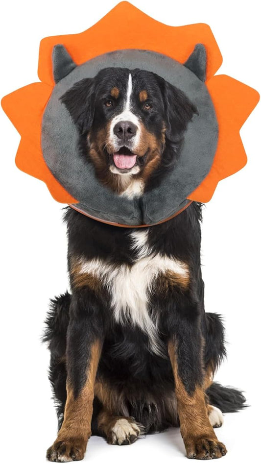 IEUUMLER Inflatable Recovery Dog Collar, Protective Donut Cone, Adjustable Soft Collar for Dog and Cat After Surgery Prevent from Biting & Scratching EU002 - Grey Demon XL