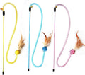 IUHKBH Cat Wands, 3 Colors Mesh Tube Teaser Toys Cute Kitten Wand Interactive Kitty Toy Safe Cat Stuff for All Breed Sizes