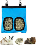 Guinea Pig Hay Feeder, Hanging Rabbit Hay Feeder Bag for Guinea Pigs Bunnies Chinchillas. Blue