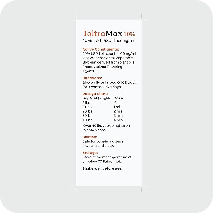Toltrazuril 10.0% for Horses, Dogs, Cats, 1/2 Gallon, for Non-Food Chain Animals, Alfalfa