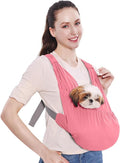 Supet Dog Sling Carrier for Small Pets, Hands Free Front Cat Sling, Reducing Back Neck Pain Anti-Anxiety, Adjustable Soft Carrying (Pink, Regular)