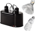 REPTIZOO Reptile Heat Lamp Reptile Light Fixture Combo Pack, 100W UVA Turtle Basking Spot Lamp Reptile Heat Bulb & 26W UVA UVB Reptile Light Fluorescent UVB Bulb 5.0