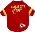 NFL Kansas City Chiefs T-Shirt for Dogs & Cats, Large. Football Dog Shirt for NFL Team Fans. New & Updated Fashionable Stripe Design, Durable & Cute Sports PET TEE Shirt Outfit