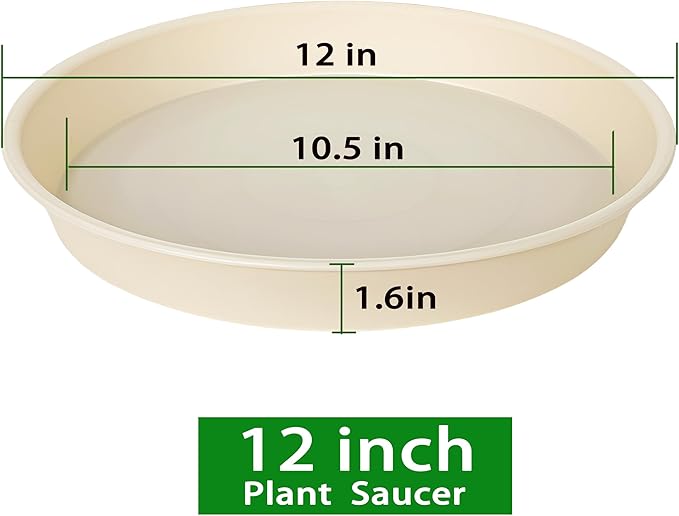 2 Pack of Bird Bath Bowl 12", 1.6" Depth, 10 12 inch Birdbath Bowls Dish Only for The Garden, Large Plant Saucer (12", Beige)