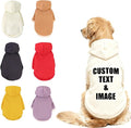 Custom Dog Hoodie, Personalized Sweatshirt with Photo Text Name Logo, Customized Hooded Sweater for Small Medium Large Dogs & Cats (Beige, Large)