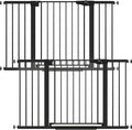 Cumbor 2 Pack 29.7"-51.5" Extra Wide Baby Gate for Stairs, Easy Wall Through Dog Gates for Doorways, Pressure Mounted Pet Gate Indoor, Safety Auto-Close Child Gate for Kids with 4 Wall Cups, Black