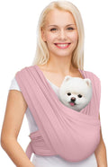 Dog Carriers for Small Dogs, Front Facing Dog Sling Carrier, Hands Free Cat Carrier, Size Adjustable, Reducing Back Pain, Premium Cotton, Safe and Soft Dog Carrier (Plus, Light Pink)