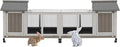 76.38"L Rabbit Hutch Indoor and Outdoor with 8 Wheels,Wooden Rabbit Cage with Pull Out Leak-Proof Tray for 2-4 Rabbits,Bunny Hutch with Asphalt Roof Suitable for Garden,Park,Living Room,Grey