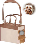 Portable Pet Carrier Bag - One-Shoulder Portable Cute Dog Outing Largecarrier Bag, Cute Bear Face Design with Peekaboo Window, Large Capacity PU Pet Out Shoulder Bag for Small Dogs & Cats (Medium)