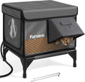 Outdoor Heated Cat House in Winter,Extremely Insulated & Weatherproof,Elevated Feral Cat Shelter with Waterproof Eaves & Escape Door for Outside Stray Barn Cat (Dark Grey,S.)