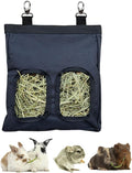 Guinea Pig Hay Feeder, Hanging Rabbit Hay Feeder Bag for Guinea Pigs Bunnies Chinchillas. Pure Black