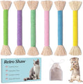 Retro Shaw 6Pcs Kitten Toys, Cat Toys Chew Ropes with Refillable Natural Catnip, Safe Teething Cleaning Kitty Toys for Indoor Cats, Christmas Interactive Pet Nip Kicker Toy